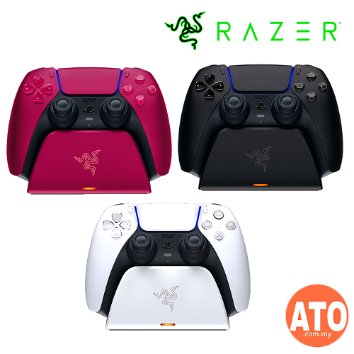 RAZER Quick Charging Stand for PS5 Dual Sense Controller (White, Midnight Black,Cosmic Red
